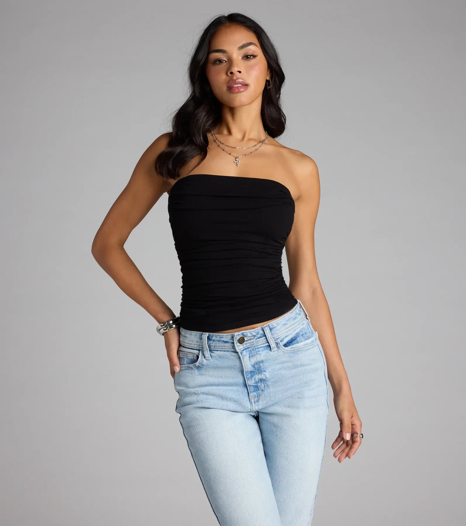 Cutest Vibe Ruched Knit Tube Top