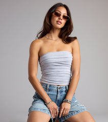 Cutest Vibe Ruched Knit Tube Top