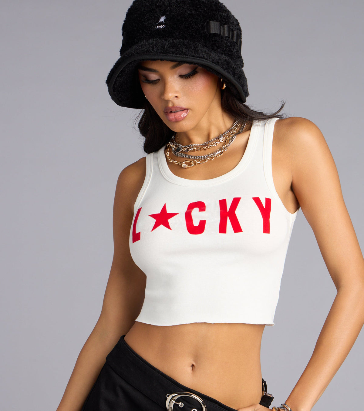 Lucky Star Graphic Crop Tank Top