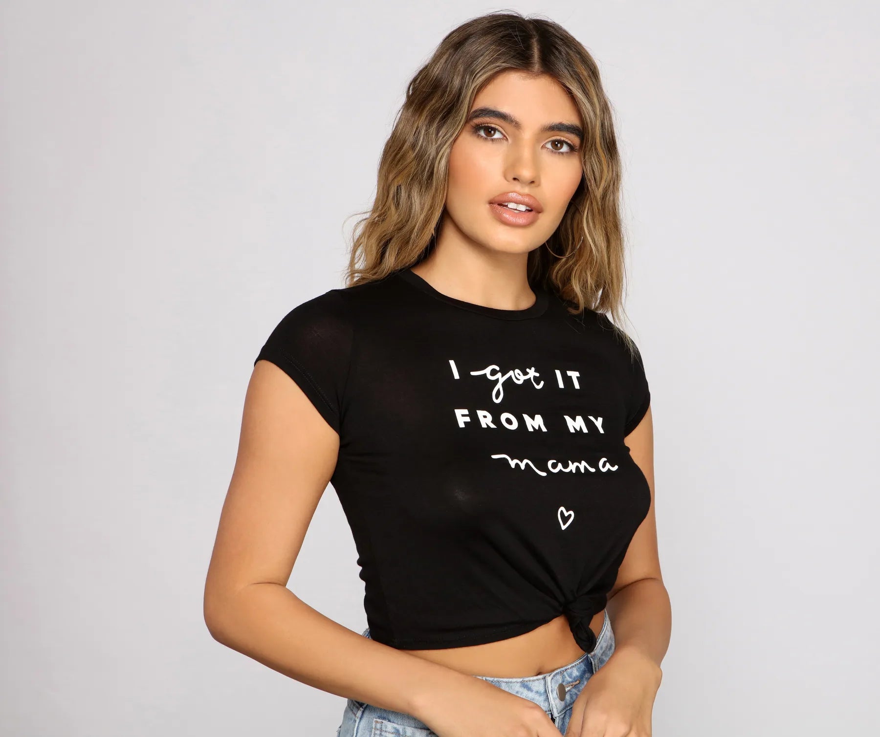 Got It From My Mama Crop Knot Tee