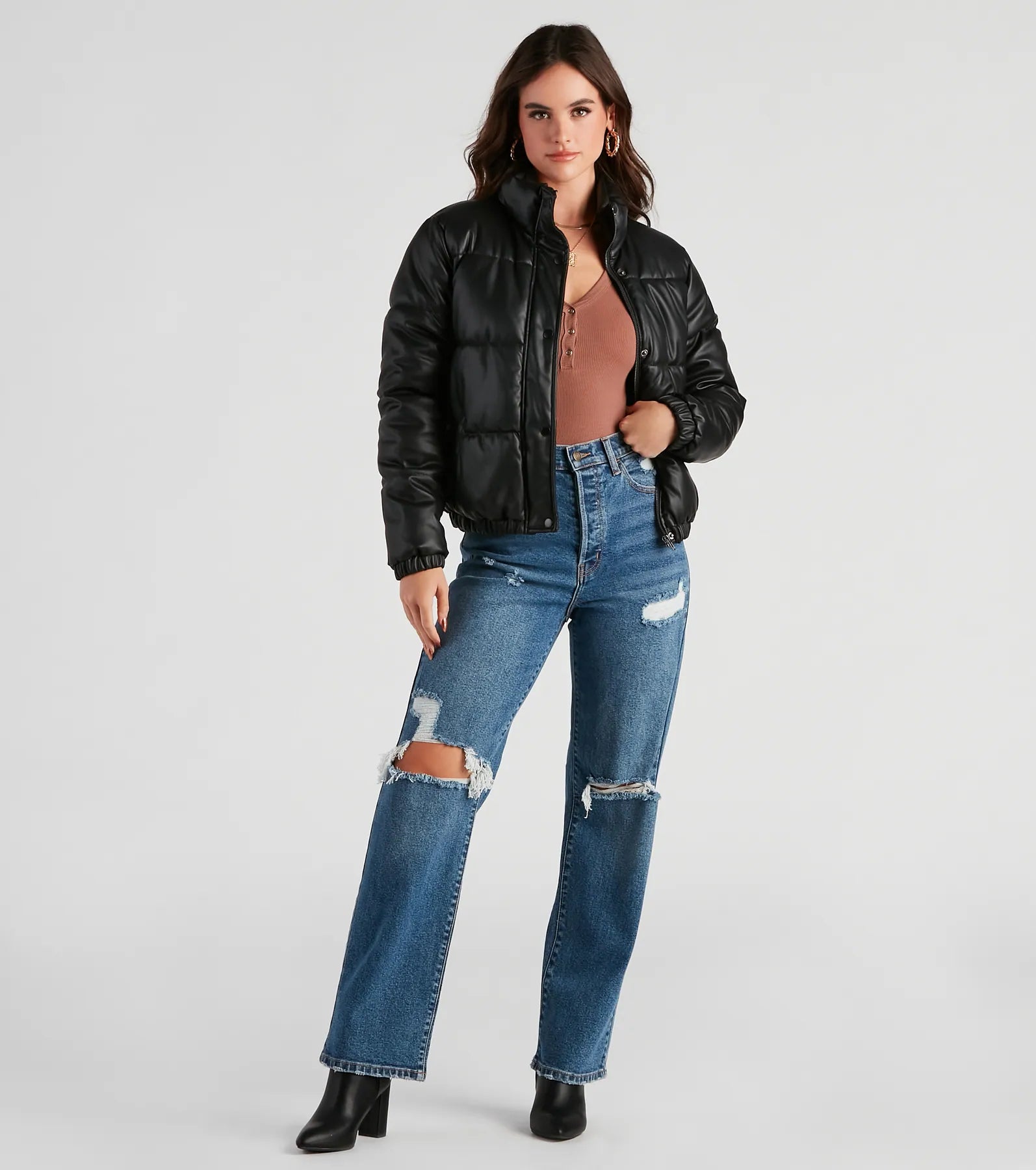 Casual Ribbed Knit Henley Bodysuit