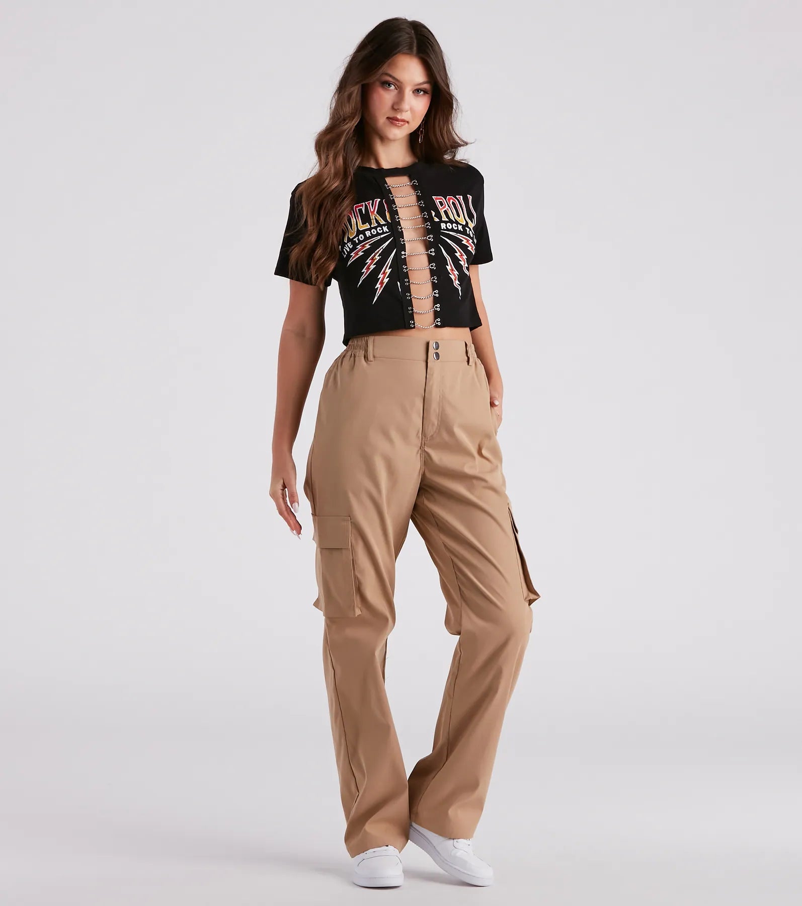 Girls Rock Chain Trim Graphic Tee