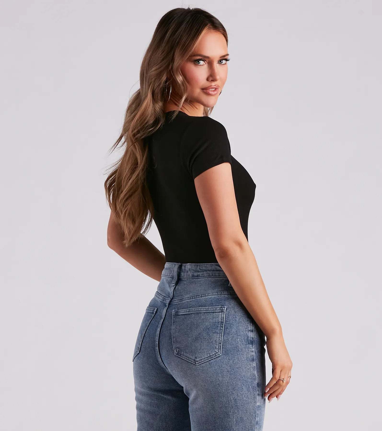 Casual Classic Button-Front Henley Bodysuit
