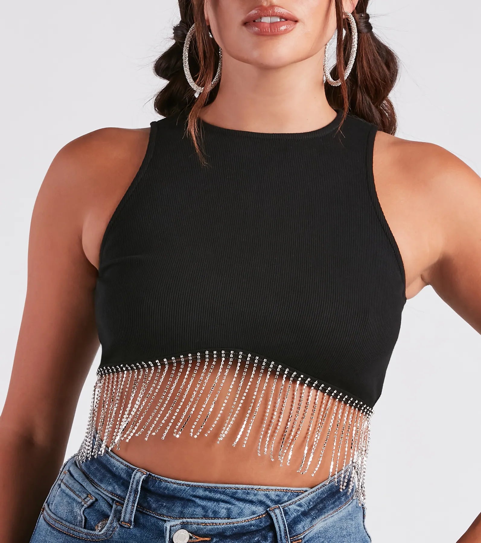 Fringe Benefits High Neck Crop Top