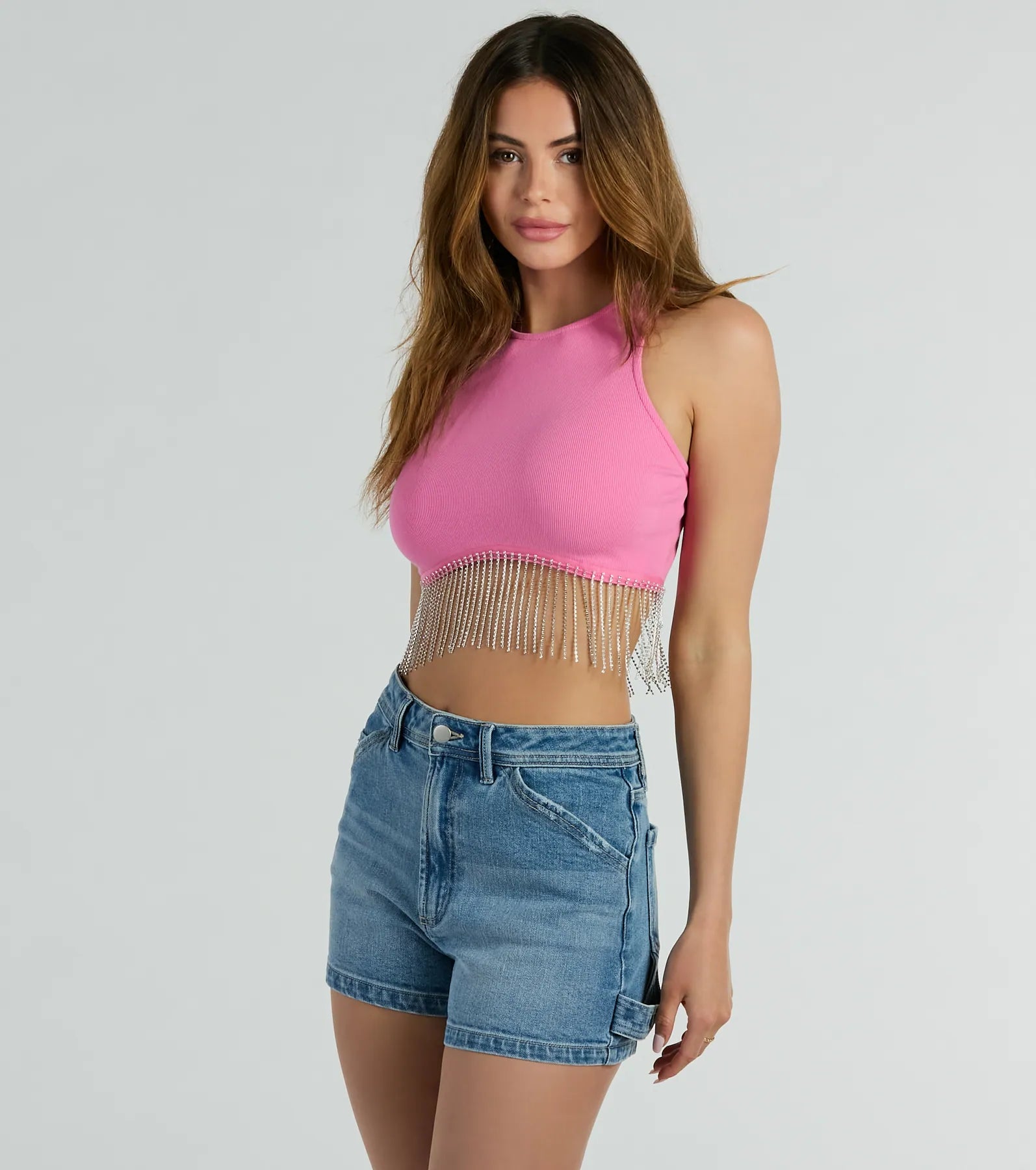Fringe Benefits High Neck Crop Top