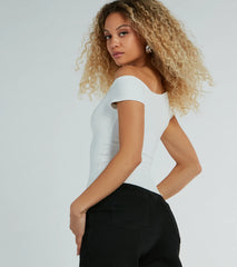 Fave Style Off-The-Shoulder Short Sleeve Knit Top