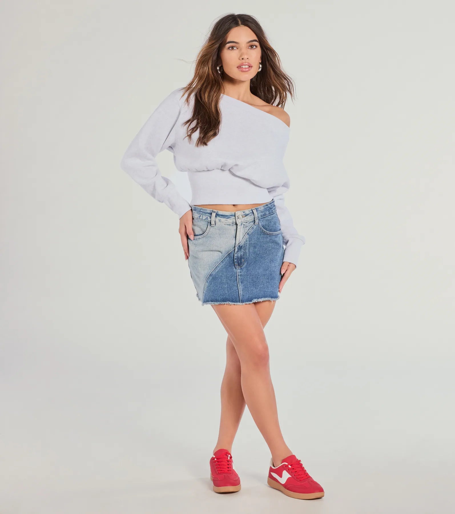 Cutie Alert Long Sleeve Fleece Crop Sweatshirt