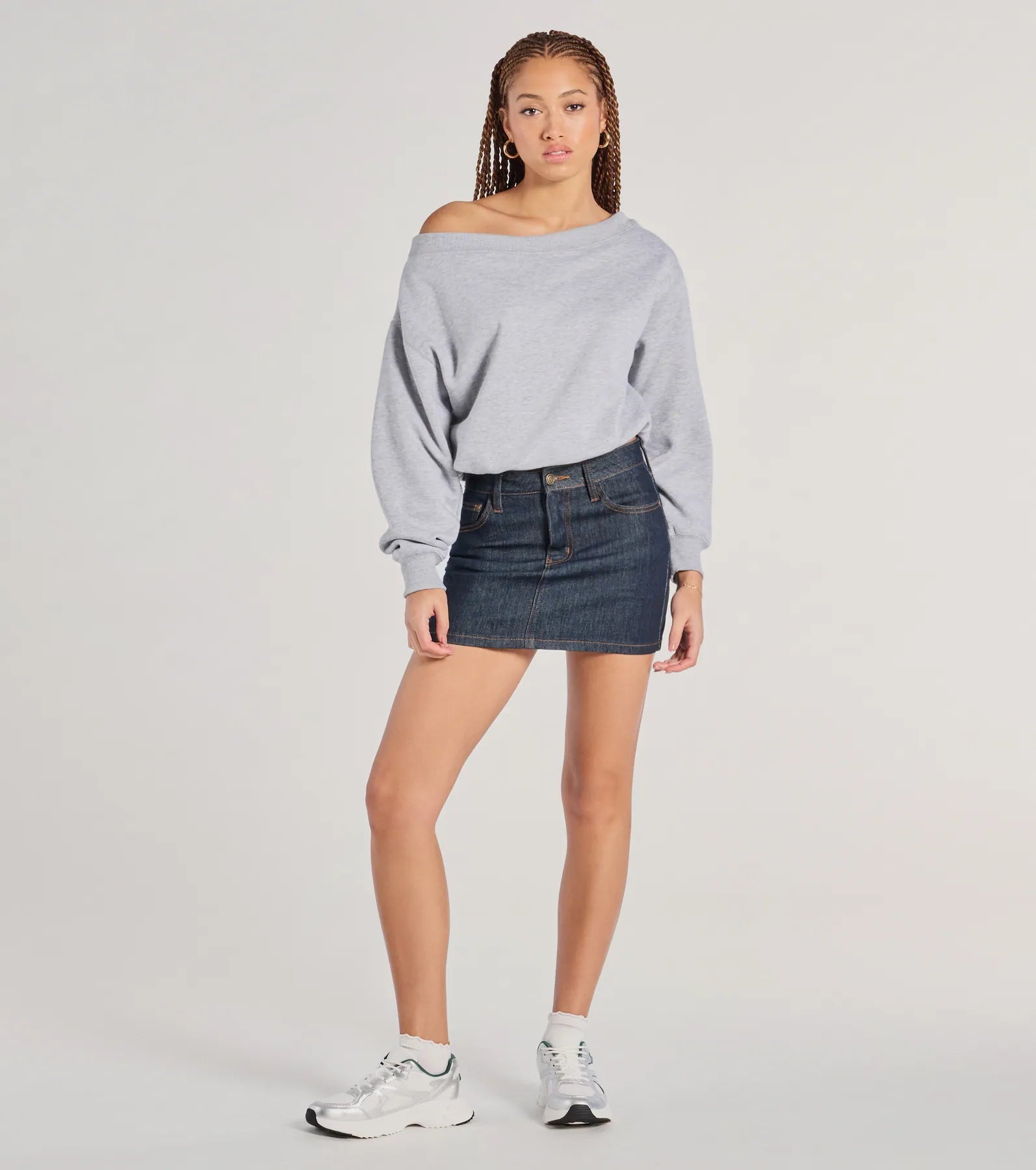 Forever A Fave Long Sleeve Bubble Hem Crop Sweatshirt
