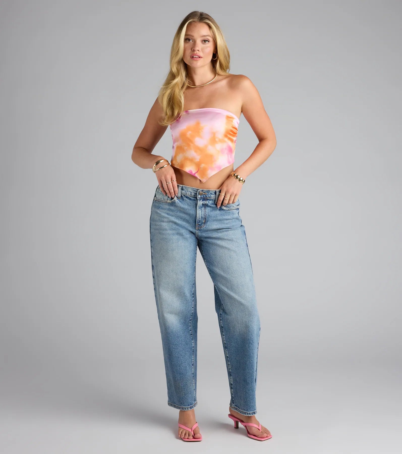 Living My Best Life Satin Tie-Dye Tube Top