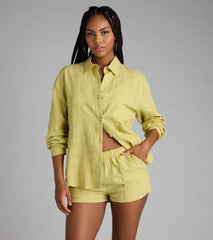 Summer Mode Button-Down Cotton Top