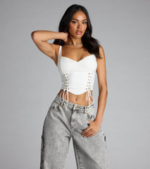 Secret Ties Lace-Up Corset Top