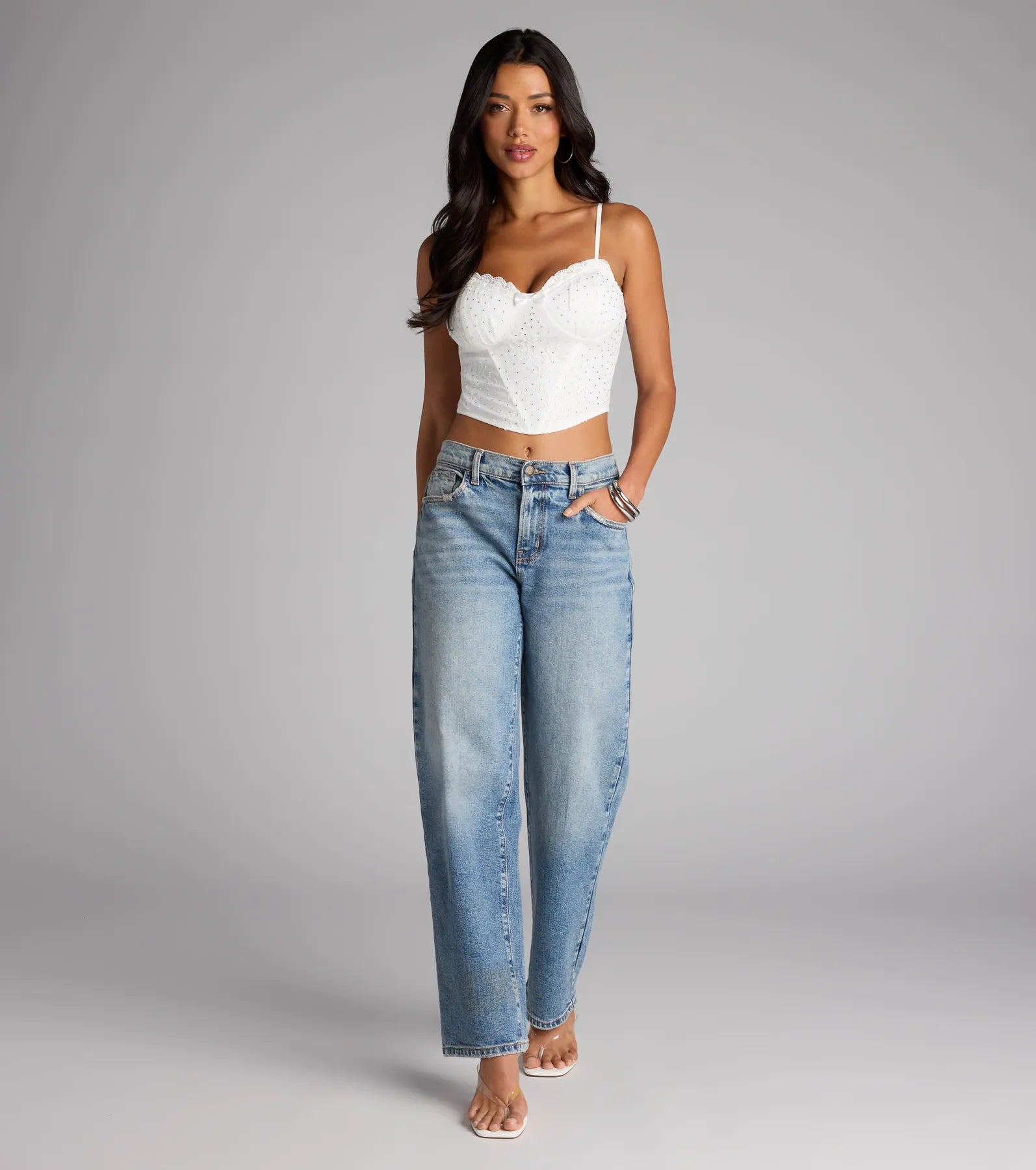 Daring Sparkle Rhinestone Lace Bustier