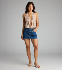 Plaid Cutie Halter Crop Top