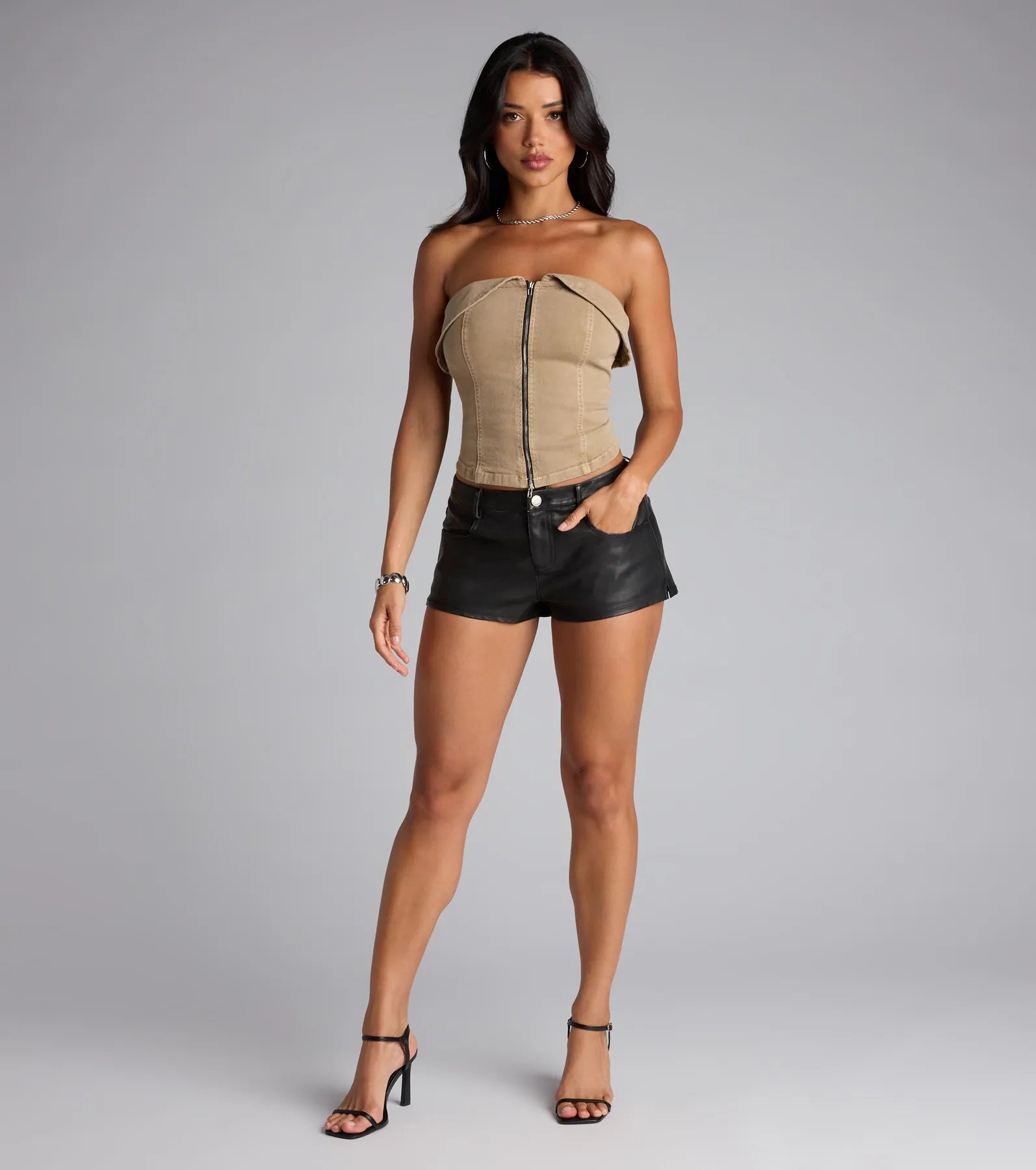 Zip It Up Foldover Tube Top
