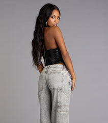 Chic Desires Faux Leather Corset Top