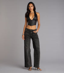 Daring Edge Lace-Up Corset Top