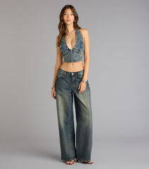 Front Row Fierce Denim Crop Top