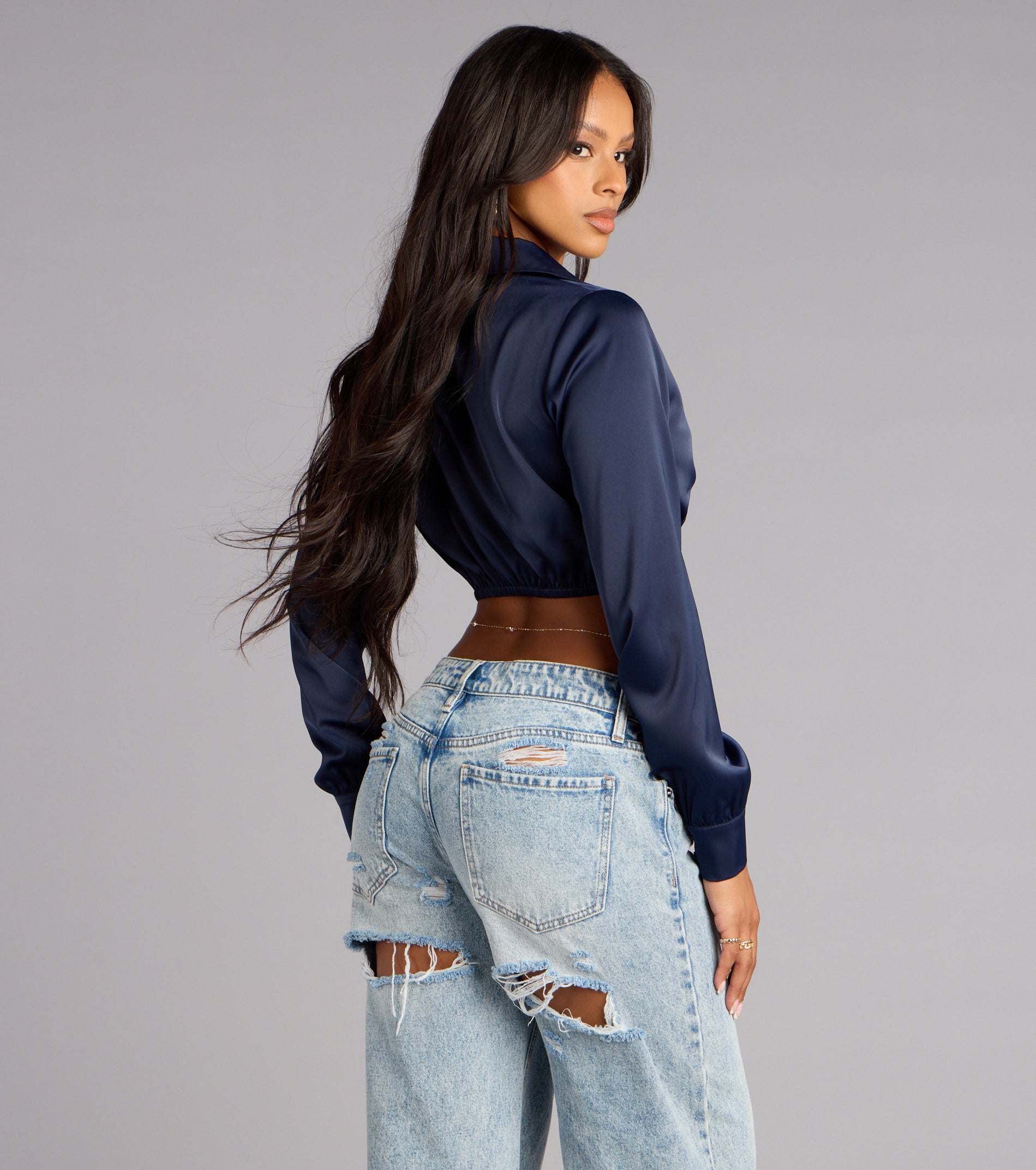 Glamour Hour Satin Crop Top