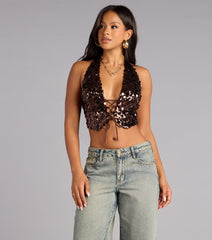 Dazzle Mode Halter Crop Top