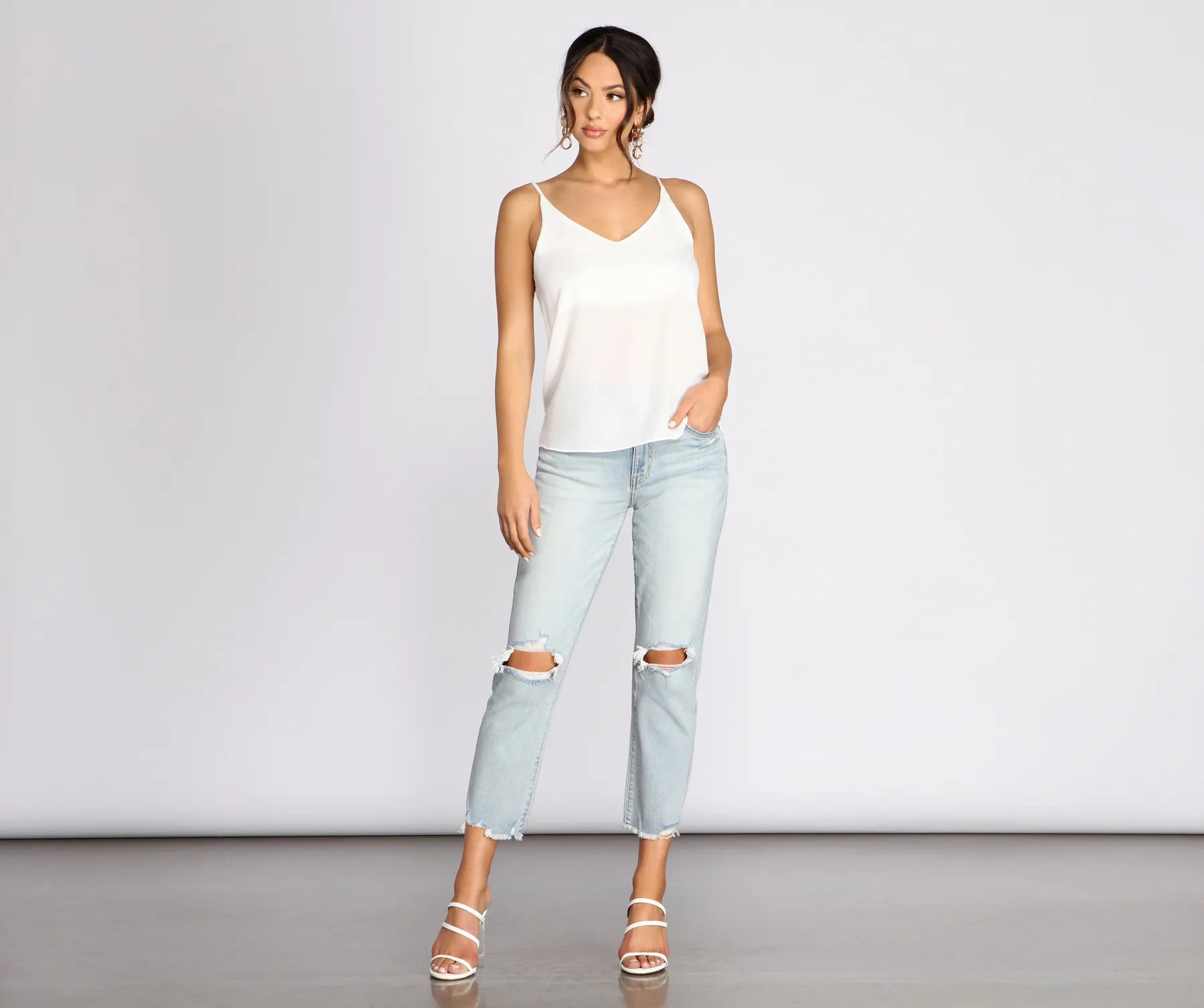 Basic V Neck Chiffon Tank