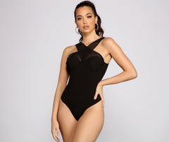 Chic Chiffon Cross Strap Bodysuit