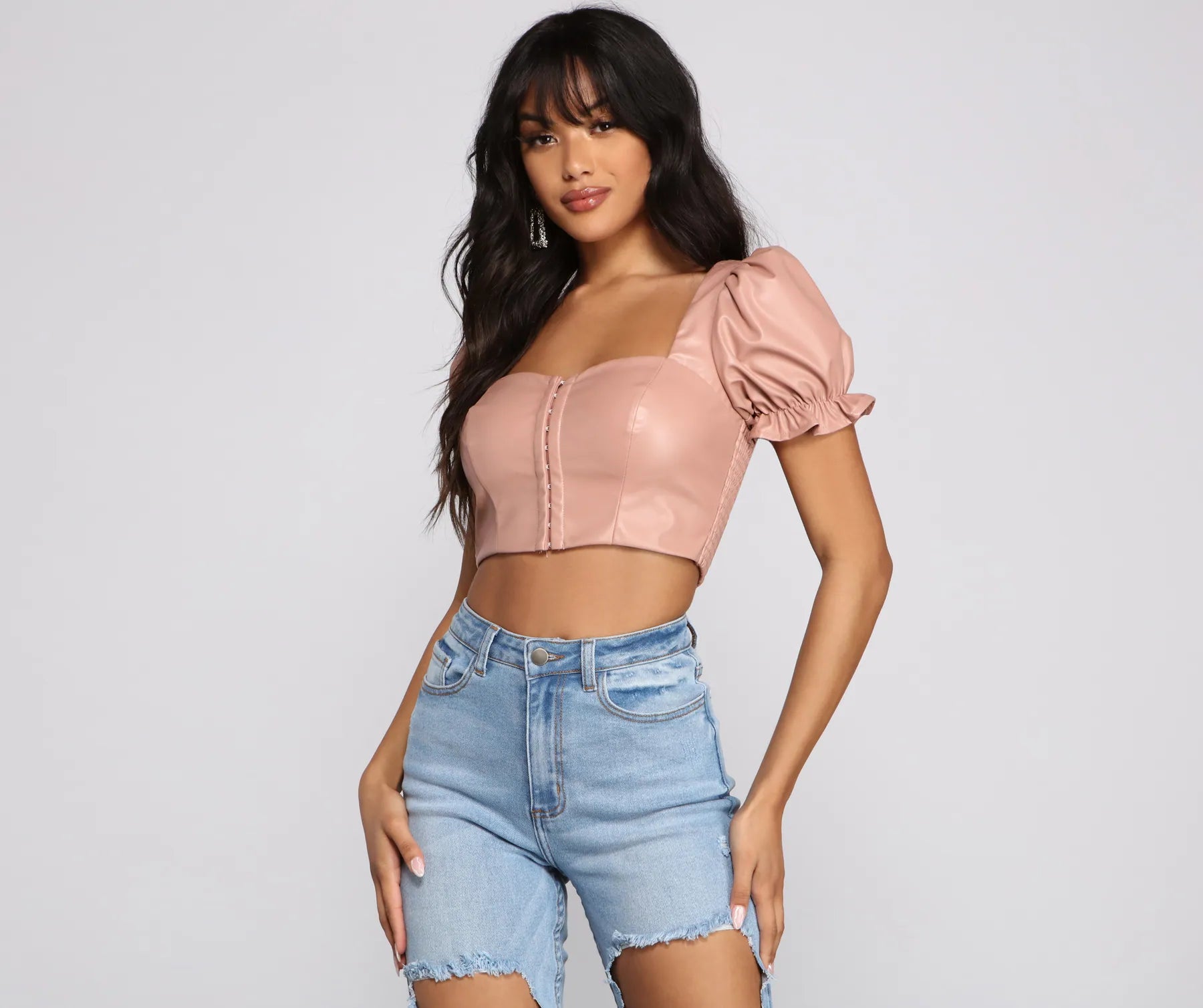 Edgy-Chic Cropped Faux Leather Top