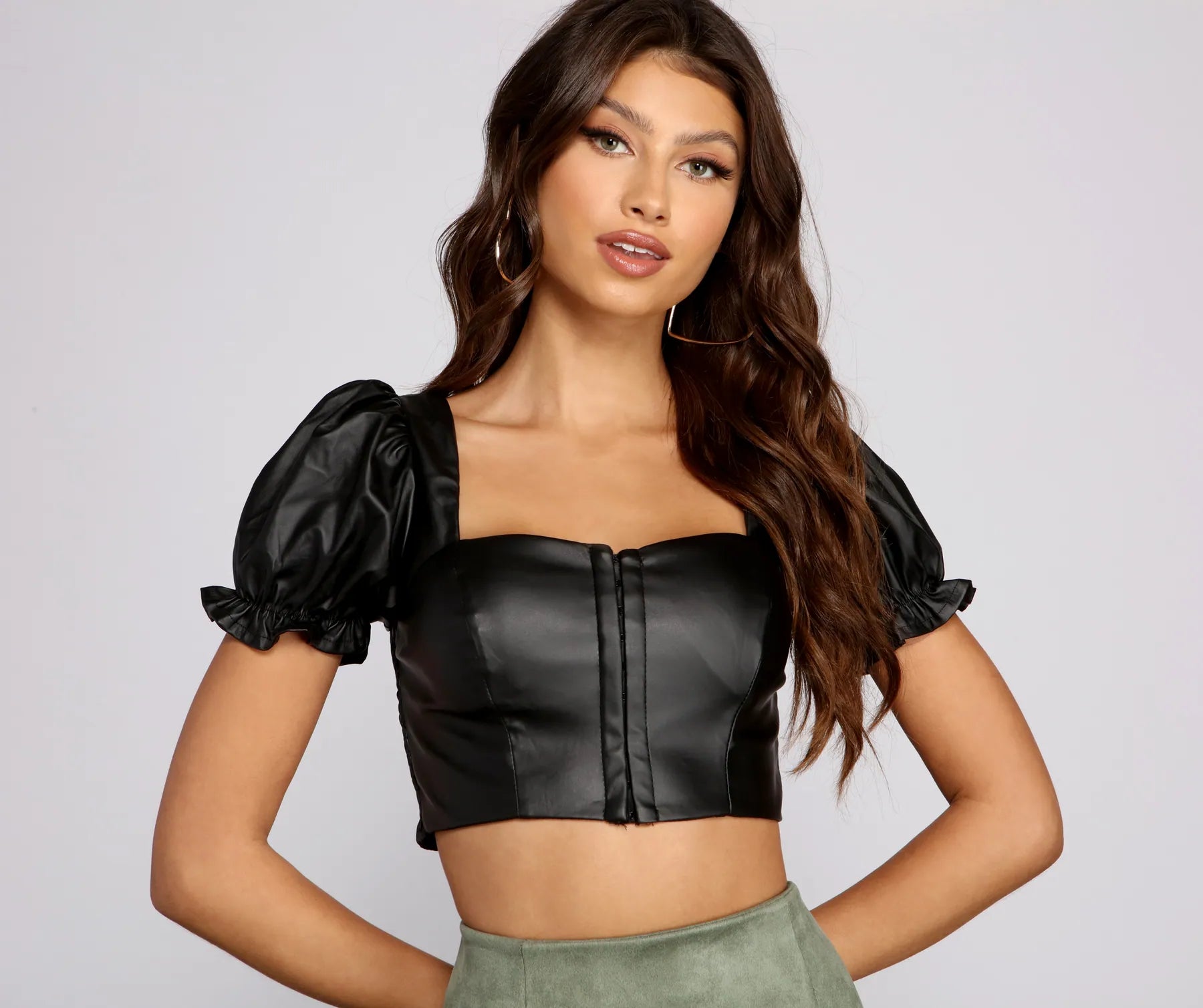 Edgy-Chic Cropped Faux Leather Top