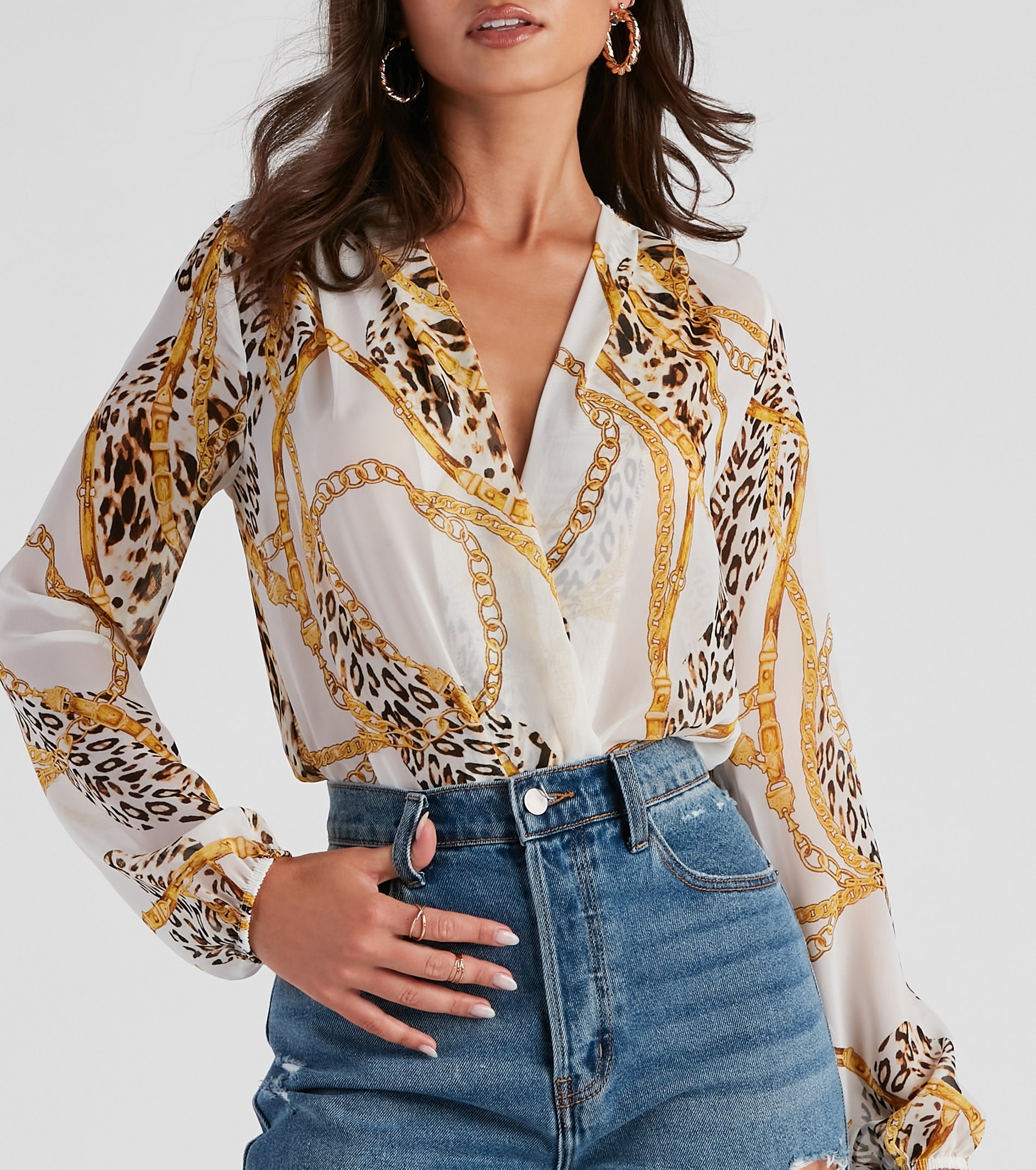 Wild One Chiffon Surplice Bodysuit