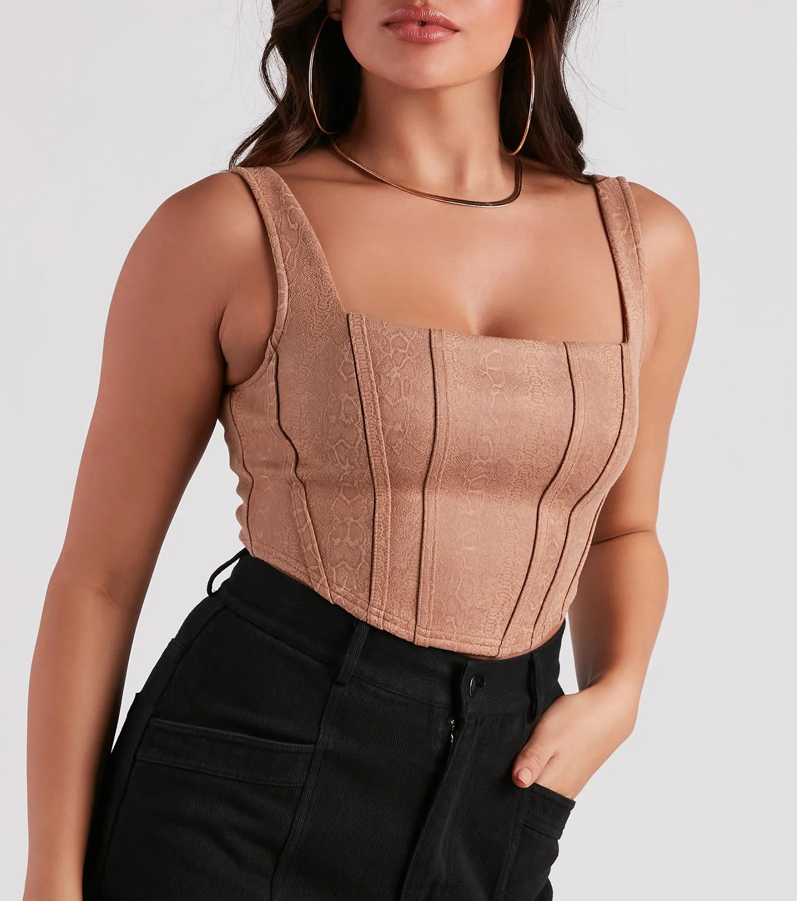 Slither In Style Faux Suede Snake Corset Top