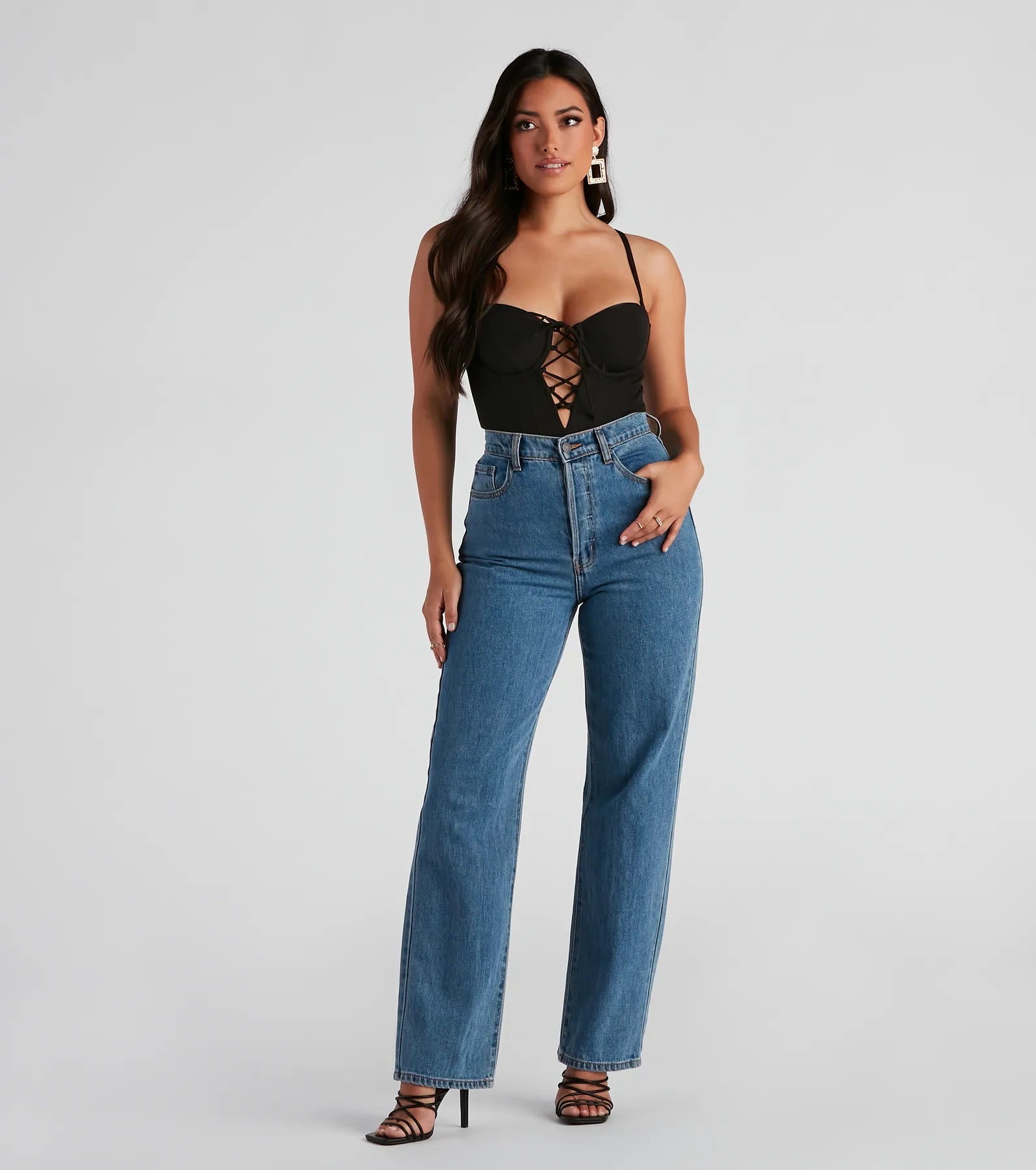 Sultry Deets Lace-Up Corset Top