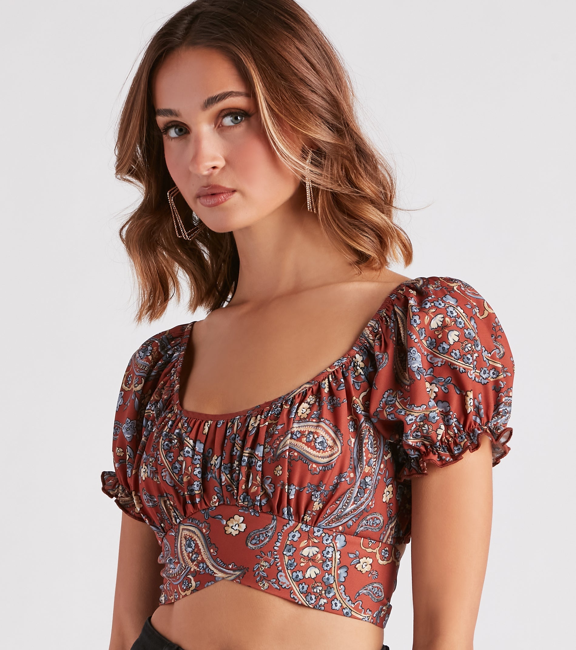 Free Spirited Paisley Tie-Back Crop Top