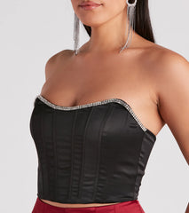 Cause For Rhinestone Trim Bustier