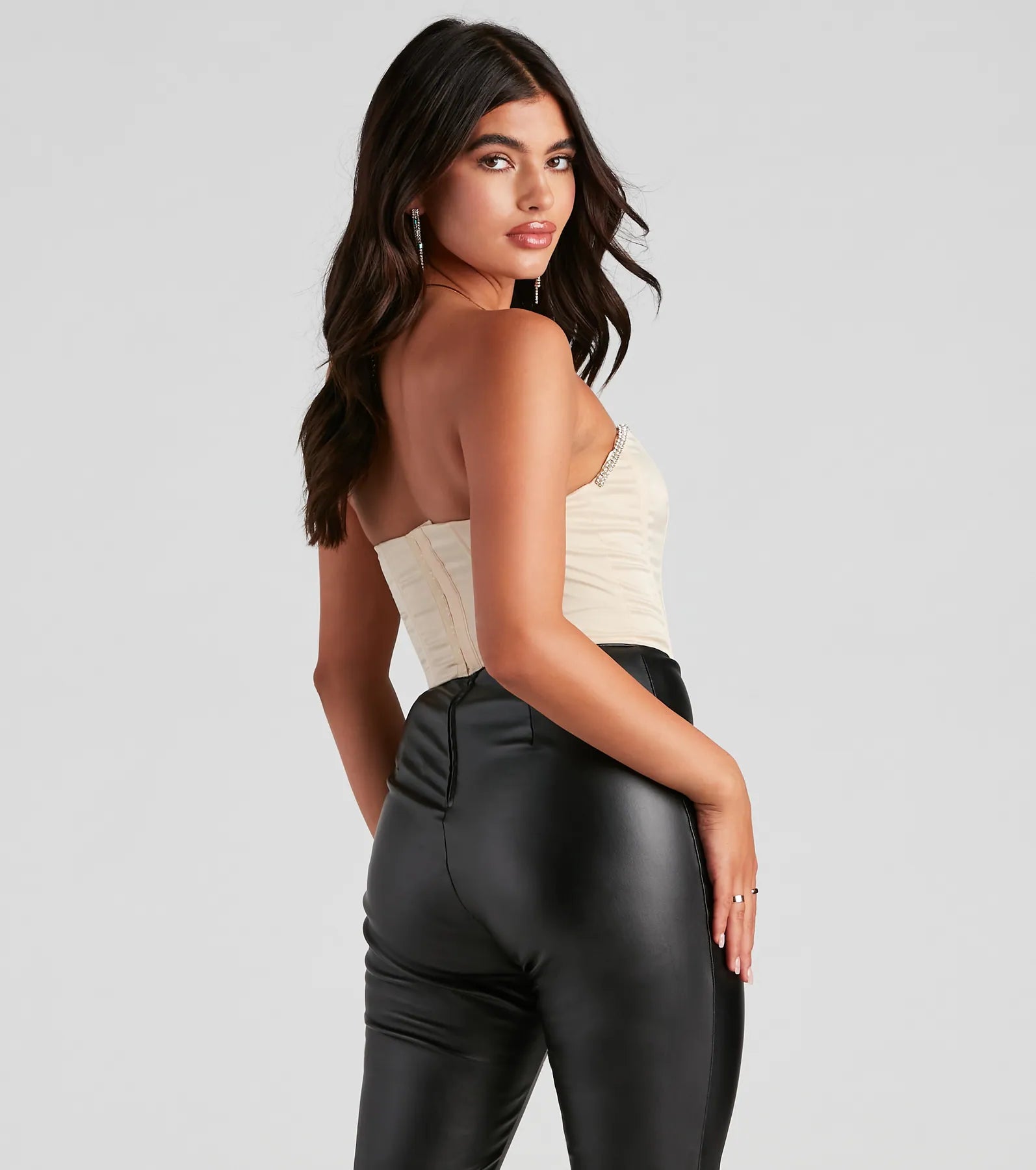 Cause For Rhinestone Trim Bustier