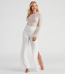 Flawless Glam Sequin Feather Trim Crop Top