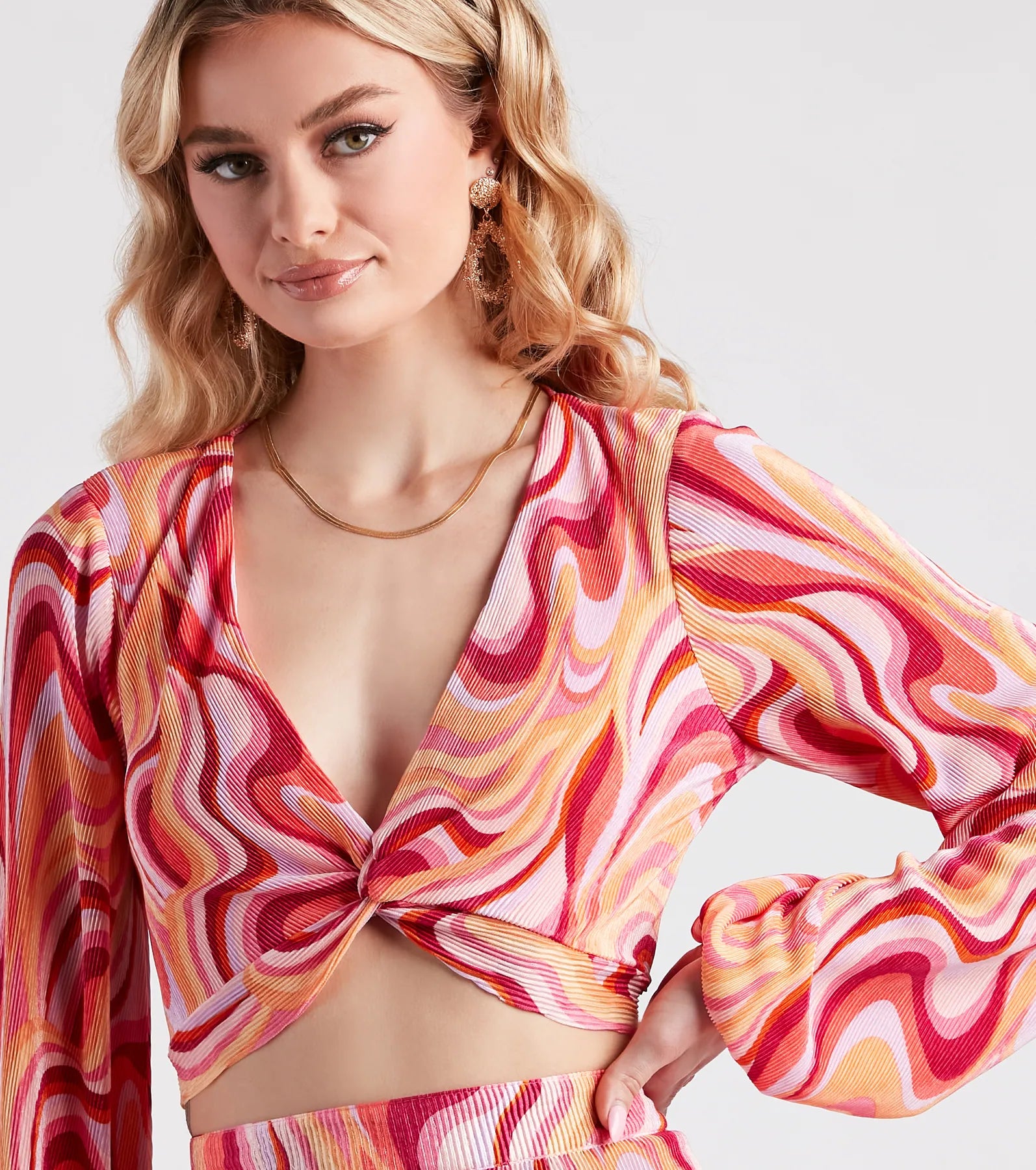 So Retro Swirl Print Crop Top