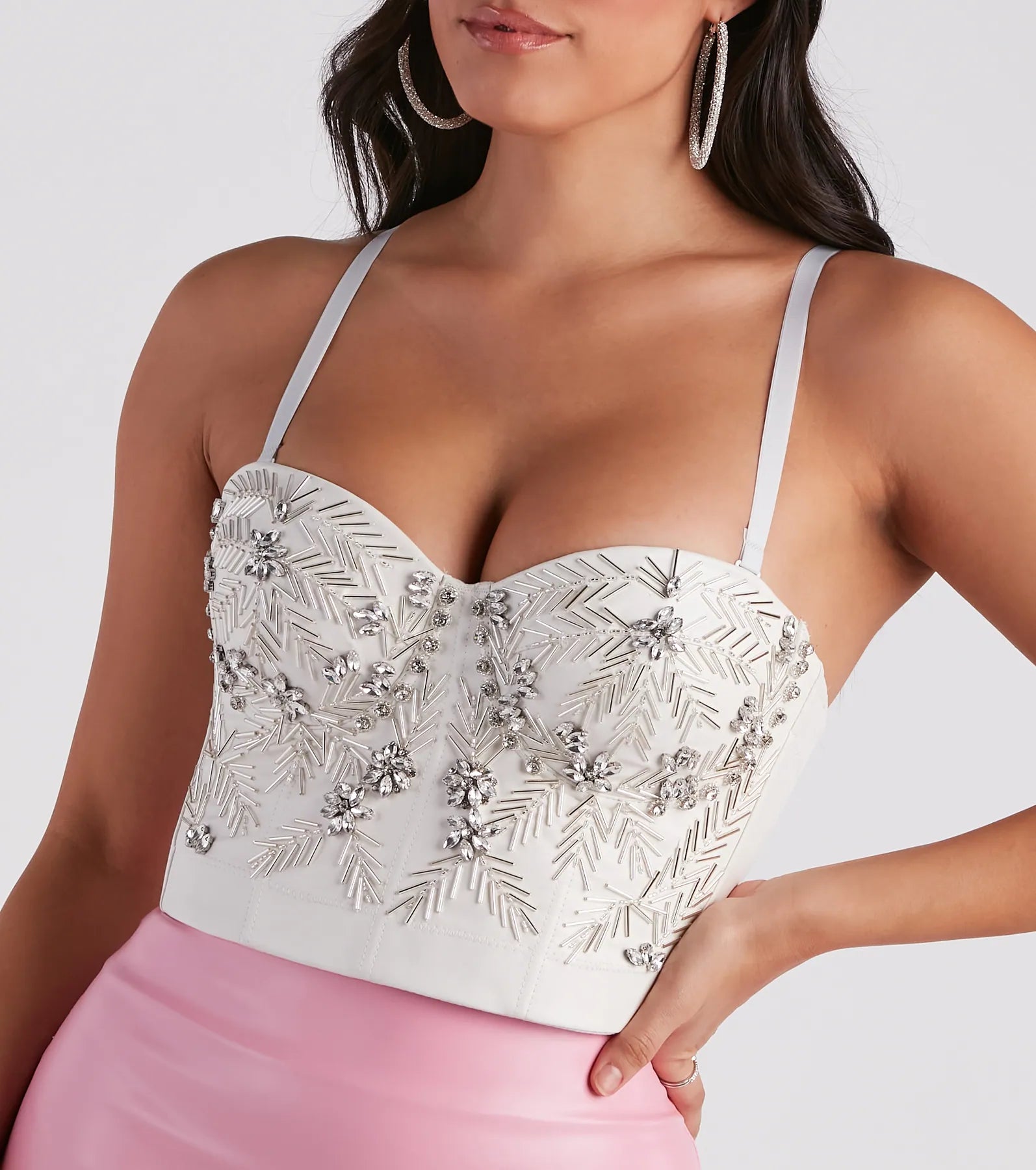 Radiant Glamour Rhinestone Faux Leather Corset