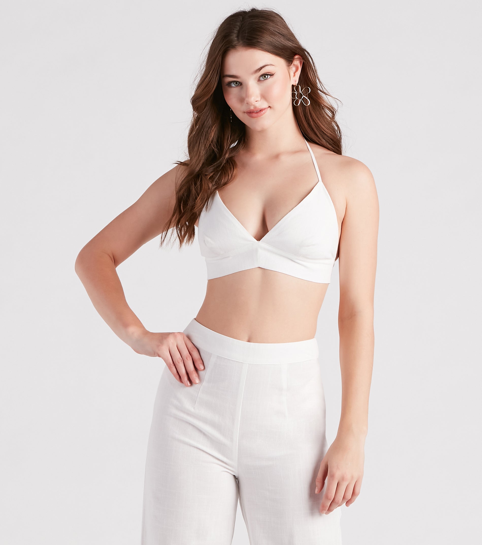 Meet In The Hamptons Linen Crop Top