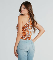 Dreaming Of The Weekend Floral Satin Crop Top