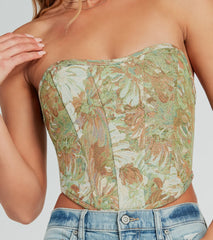 Table For Two Floral Lace-Up Corset Top