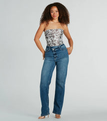 Jungle Cutie Strapless Lace-Up Corset Top