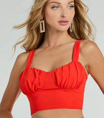 Sunny Vibes Bow Back Woven Crop Top