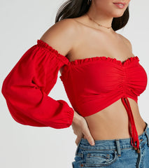 Alluring Daydream Off-The-Shoulder Crop Top