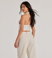 Cutest Babe Halter V-Neck Corset Crop Top