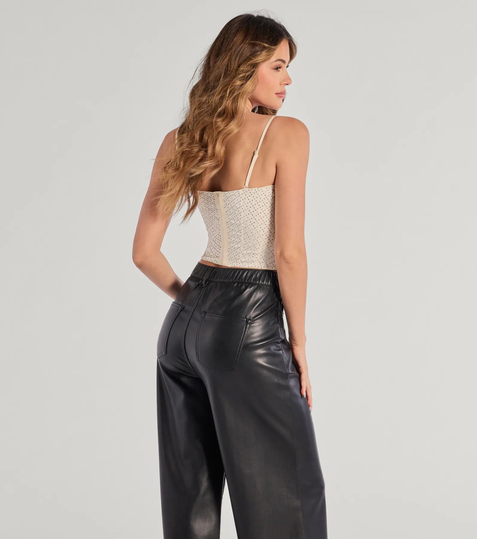 All That Glam Rhinestone Satin Cropped Corset