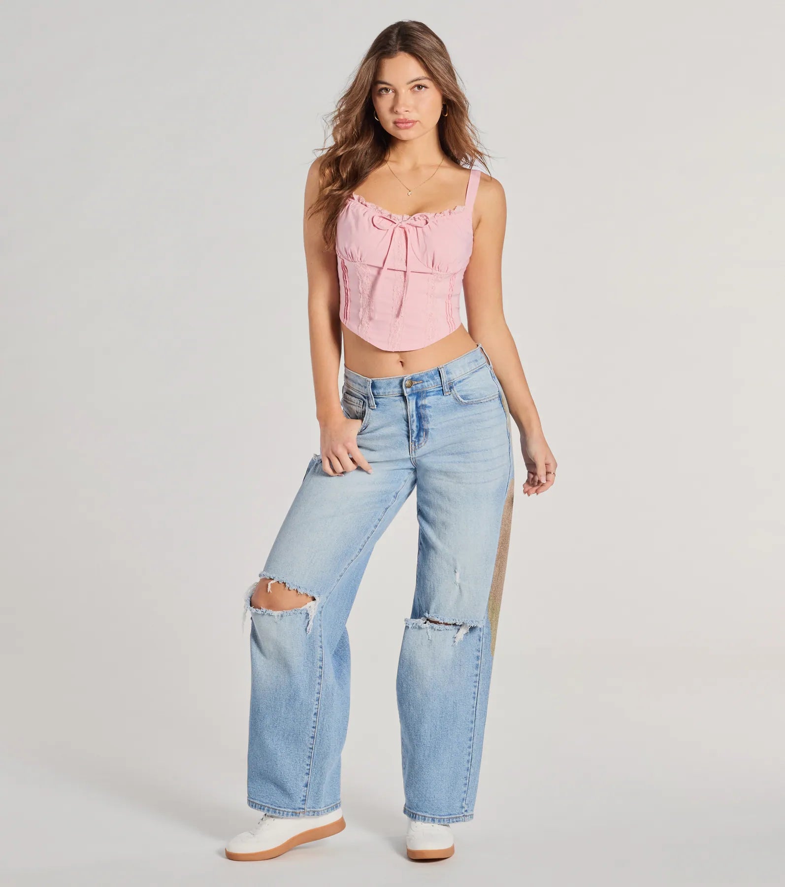 Delicately Femme Lace Trim Corset Top