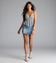 Breezy Cutie Paisley Halter Babydoll Top