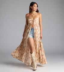 Wanderlust Calling Strapless Abstract Flowy Tunic Top