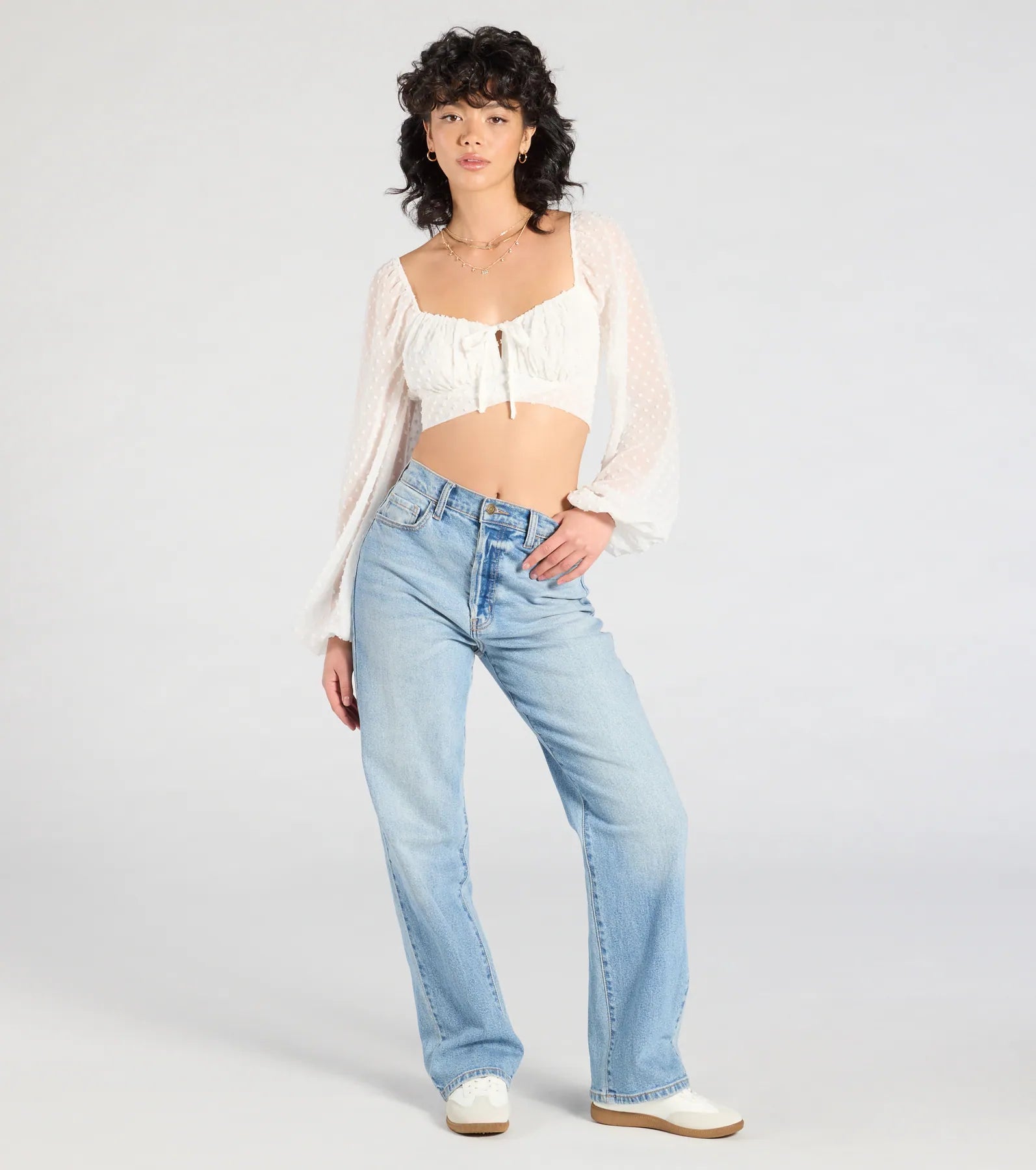 Favorite Babe Tie-Back Polka Dot Crop Top