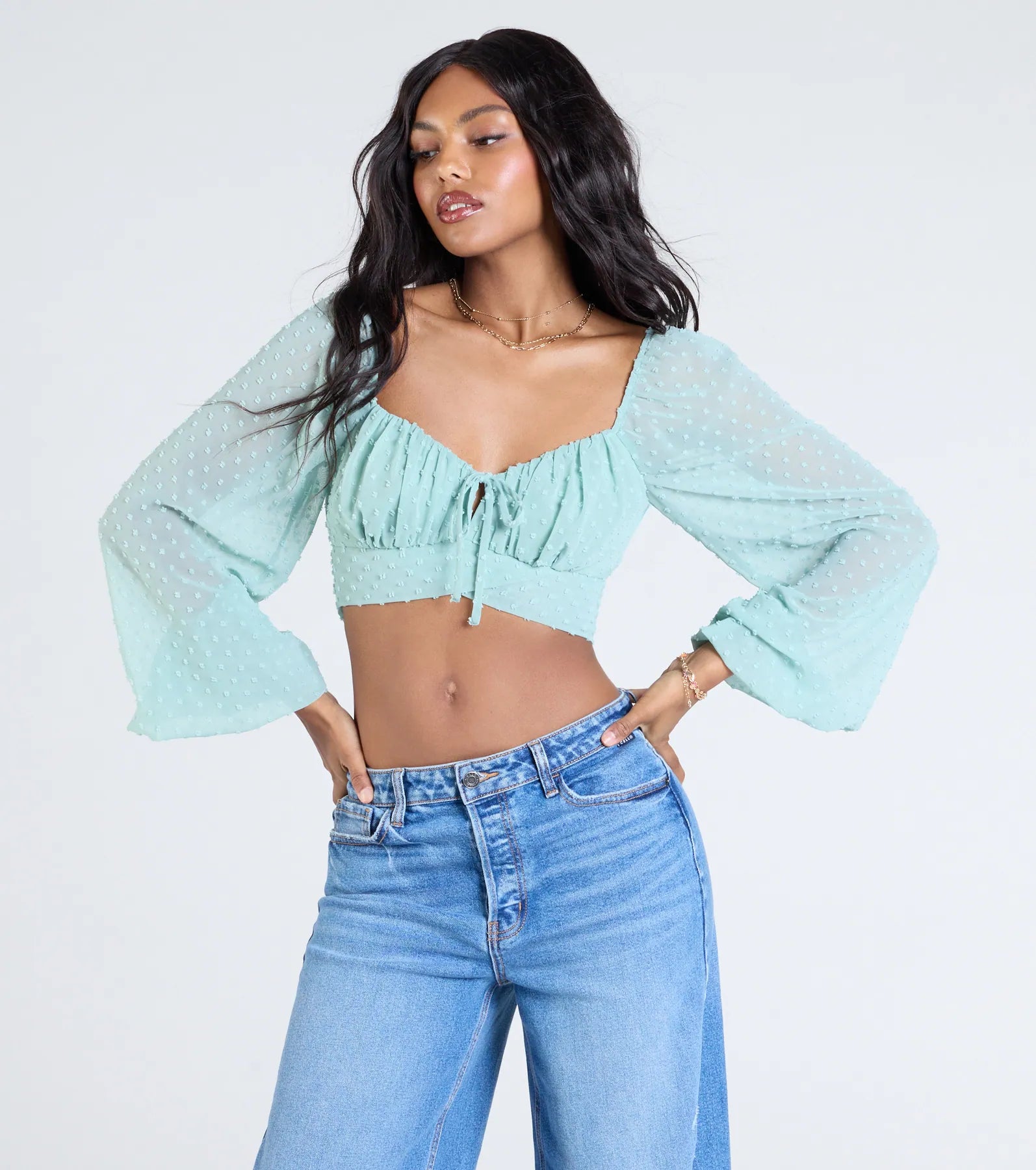 Favorite Babe Tie-Back Polka Dot Crop Top