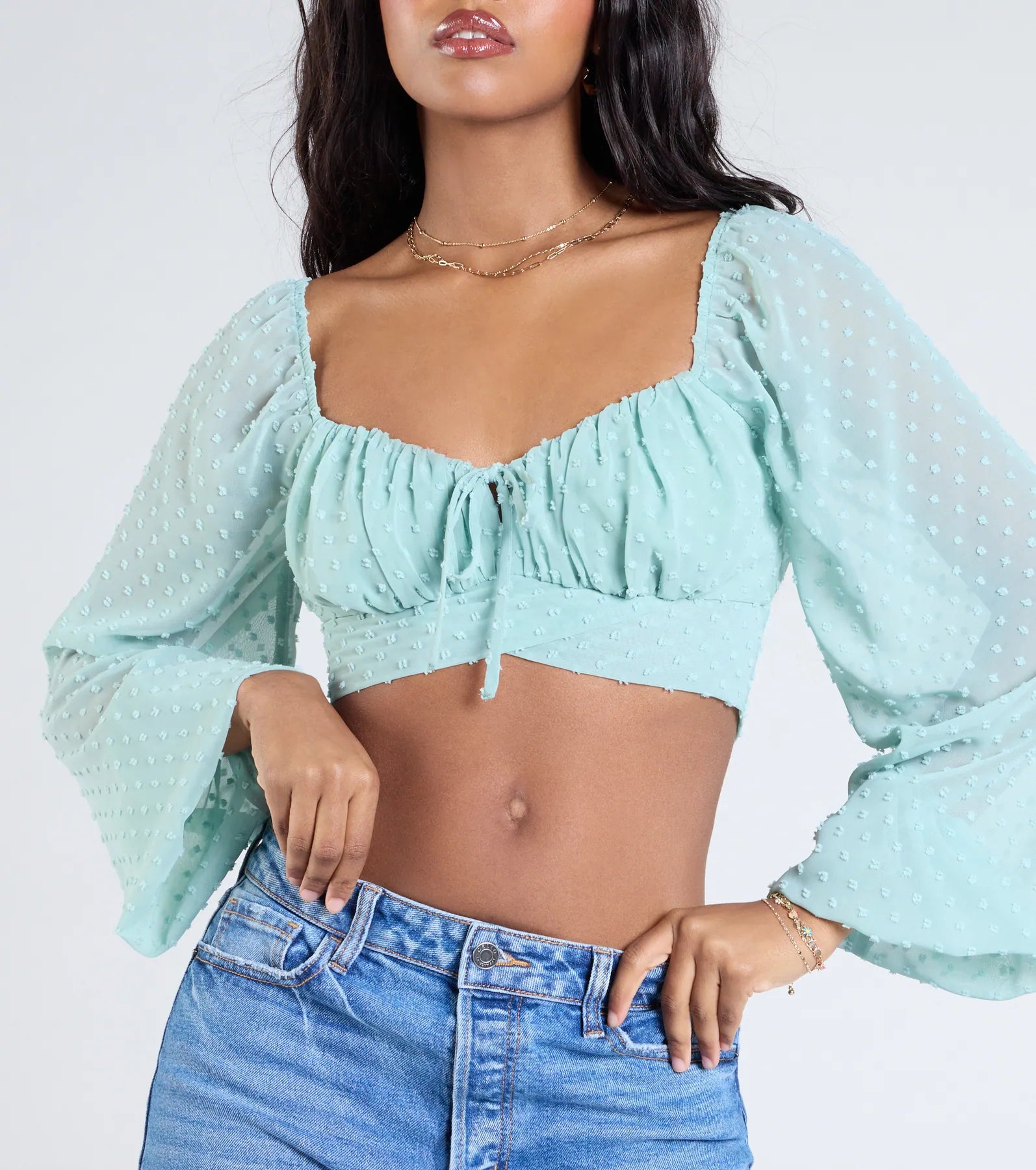 Favorite Babe Tie-Back Polka Dot Crop Top